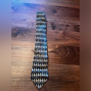 Murano Blue & Tan Tie Extra Long 100% Silk Hand Tailored